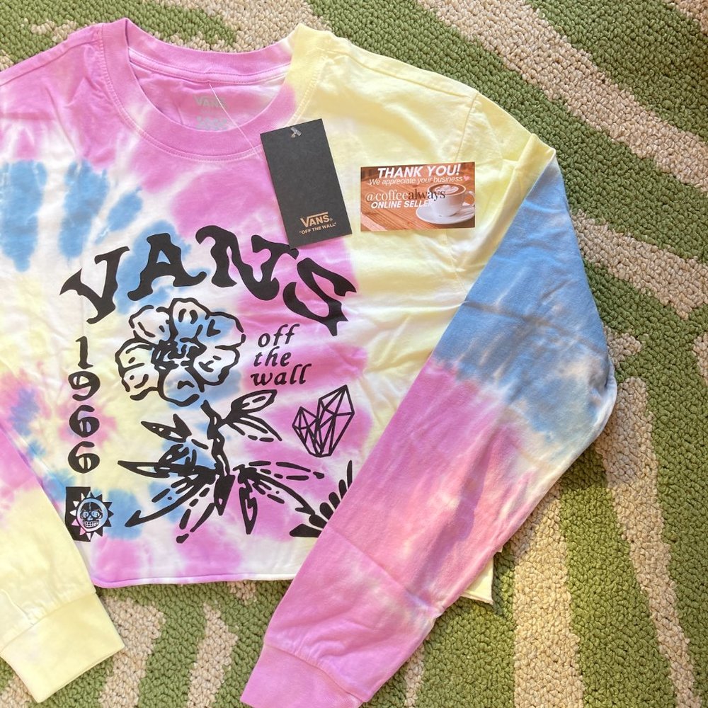 Vans Off The Wall Tie-Dye Crop Long Sleeve T-Shirt Women's NWT - Picture 3 of 11